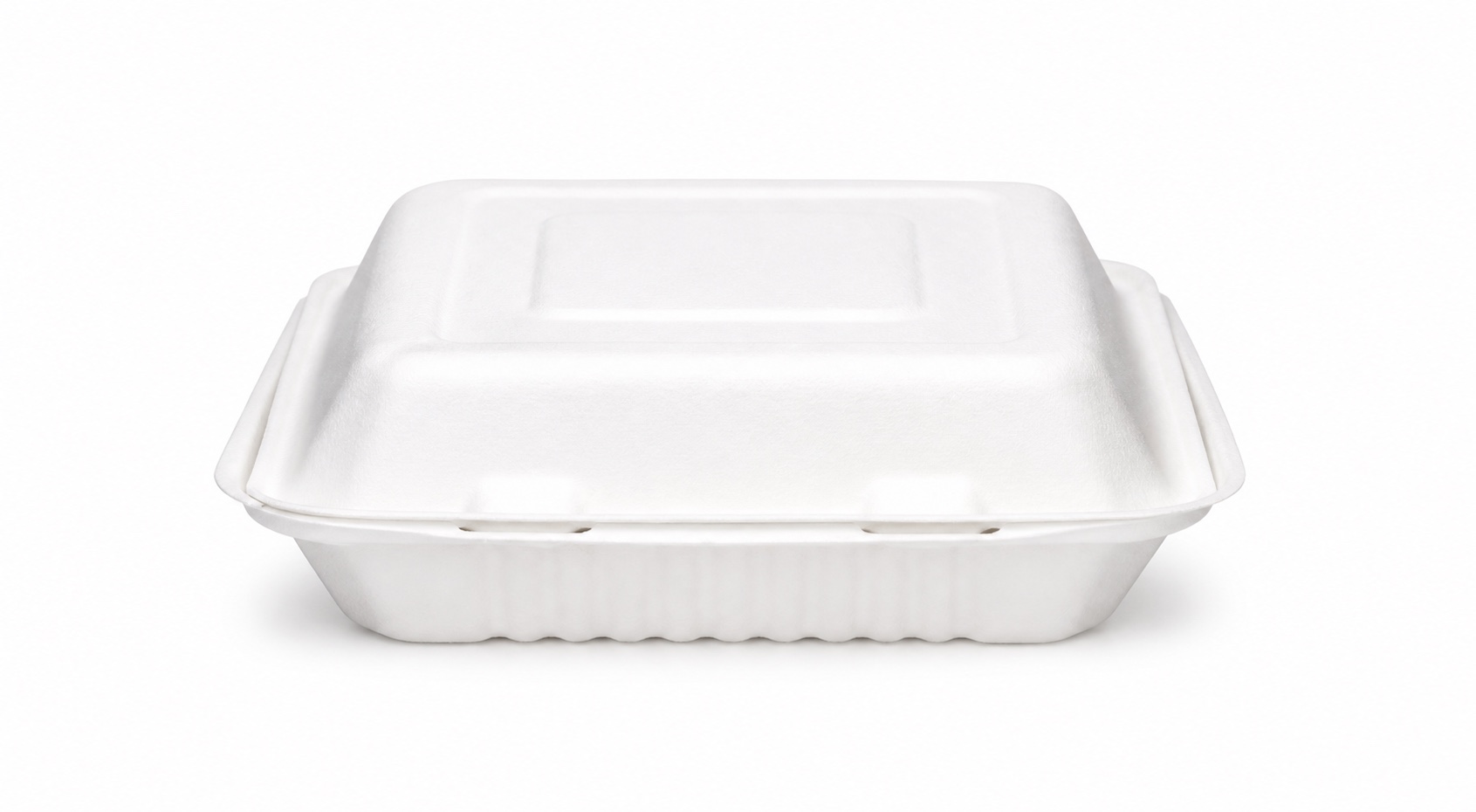 White bagasse clamshell meal box 9 inches