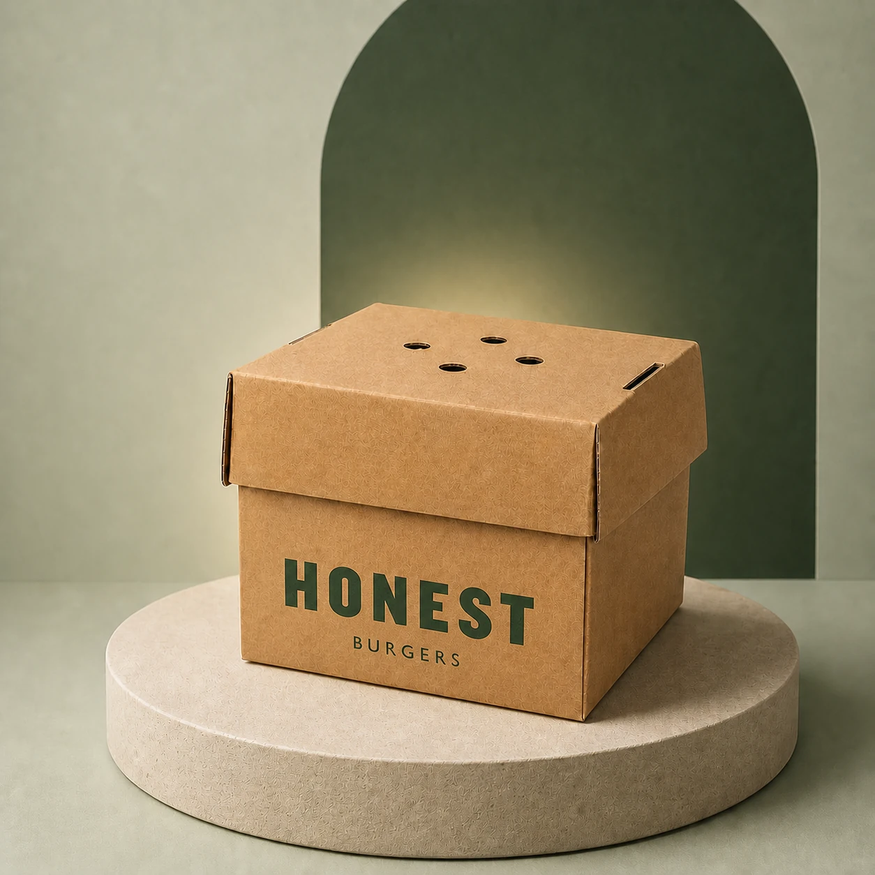 Custom printed Honest Burgers kraft takeaway box